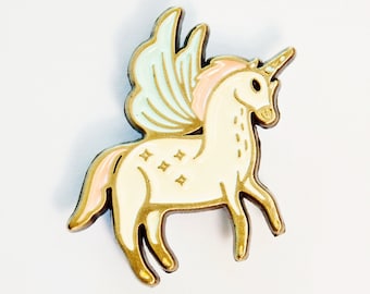 Unicorn Gifts for Girls – UNICORN enamel pin – Flying Unicorn birthday gift – Pegasus Pin – Best enamel pins – Cute pins for backpacks VSCO