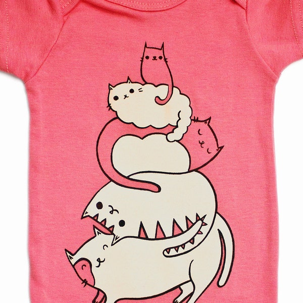 Roupa orgânica para bebê — Presente para chá de bebê menina — Presente para recém-nascida — Presente para bebê com tema de gato — Roupa para bebê menina — Presente para recém-nascida