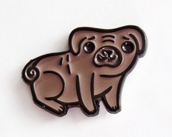Etsy Enamel Pins — Pug Pin — Black Pug Lover Gift — Cute Pug Art — Cute Pug Dog Pin — boygirlparty pins — Black Pug Enamel Pin