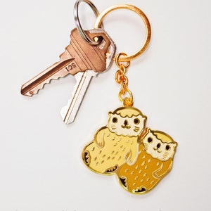 Best friend keychain — Otters Holding Hands Keychain — Cute Keychains — couple keychain — cute key chain gift for best friends