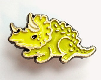 Cute Enamel Pins for Backpacks — Triceratops Pin — Kawaii Dinosaur Gifts — Kawaii Pins — Dinosaur Enamel Pin Cute Original Illustration