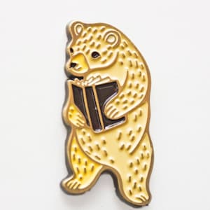 Cool Girl Gift — Bookish Enamel Pin — Bookworm Gifts — Book Reading Bear Lapel Pin — Literary Gifts for Her — Animal Pin Game — Bear Pin