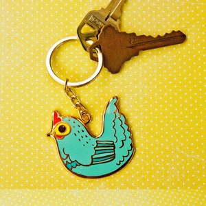 Cadeau de Noël — PORTE-CLÉS POULET — Adorable porte-clés pour petit ami — Porte-clés en émail — Porte-clés pour homme — Cadeau pour papa — Cadeau poulet pour homme