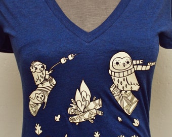 Lagerfeuer-Grafik-T-Shirt - Damen-T-Shirts mit V-Ausschnitt - Damen-T-Shirts mit tiefem V-Ausschnitt für Damen - Damen-T-Shirts mit V-Ausschnitt - Damen-Grafik-T-Shirts mit V-Ausschnitt