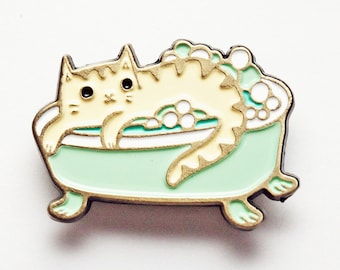 Summer jewelry — Cat Enamel Pin — Bathtub Cat Pin — Enamel Pin Cute Kawaii Gift — Summer Gift Cat Gifts — Cat Pins boygirlparty — Cat Bath