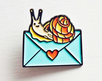 Snail Mail Enamel Pin: Kawaii Love Letter Lapel Pin