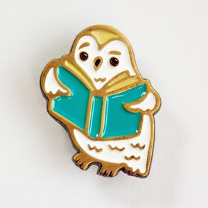 OWL ENAMEL PIN — Lapel Pin — Owl Pin — Bookish Pin — Book Enamel Pin — Owl Jewelry — Book Lover Gift — Owl Lover Gift — Book Pins — Bookworm