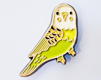 Parakeet Jewelry — Budgie Enamel Pin — Bird Lover Gift — Chartreuse Green — budgerigar gifts — Budgie jewelry - Green parrot pin