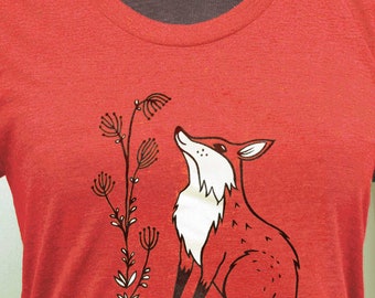 Gifts for Her — Kawaii FOX SHIRT — Red Fox T-shirt — Fox Womens TShirt — Fox Gifts for Women — fox shirts for women