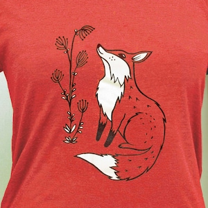 Tshirt women graphic tees RED FOX T SHIRT for women Cottagecore tee for women Cute Fox Shirt Forest Nature Tshirt cool women gifts image 1