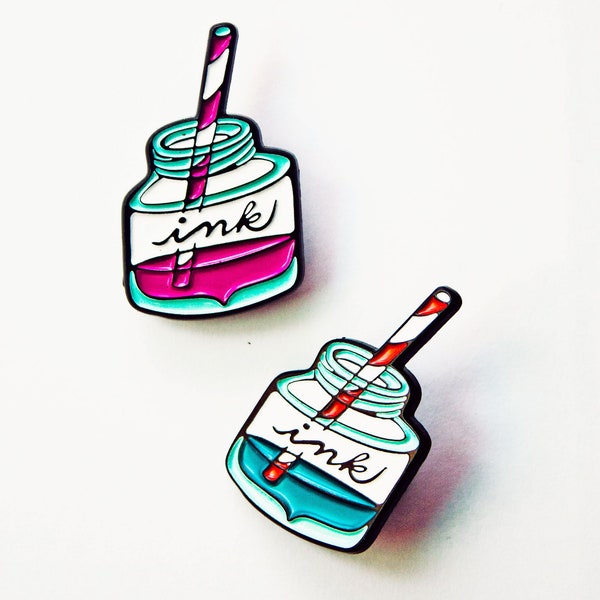 Drink the Ink Enamel Pin — fountain pen ink gift — tattoo lover gift — Calligraphy Ink Pen Pin — Calligrapher Enamel Pin Cute — boygirlparty