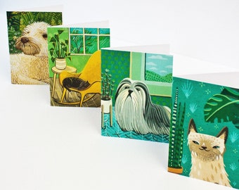 Hand Made Cards Set — Blank Greeting Cards for Animal Lovers by boygirlparty — Handwritten cards, Note cards for pet lovers, dog stationary