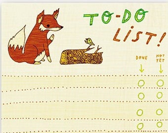 Woodland Fox Gift for Her — Fox Lover Gift — Everyday Task List — Office Desk Accessories — Fox Stationery — Cottagecore Notepad Lists To Do