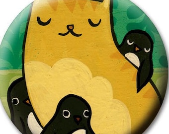 CAT / PENGUIN Cute Pocket Mirror — illustrated mirrors — animal mirrors — Kawaii hand mirror — gift for girl — boygirlparty boy girl party