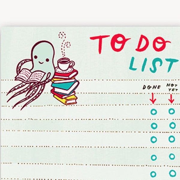 Time management tools — Octopus To Do List Notepad — College student gift — Study supplies — Unique desk accessories — bookworm gift for her