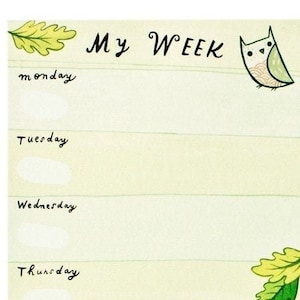 "My Week" - UNDATED Calendar Notepad in Green!