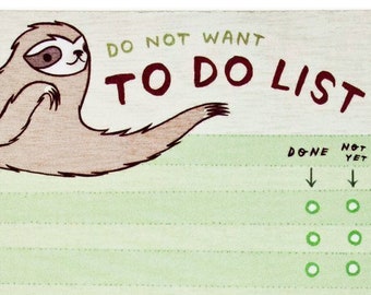 Funny gifts — sloth TO DO LIST notepad — Sloth gifts — Do not want to do list note pad — Funny coworker gift — Sloth notepad — funny notepad