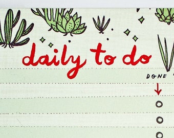 DAILY TO DO list notepad – Succulent lover gift – Adorable Gifts For Plant Lovers – Mother Day Gift – Succulent Notepad / Cactus Notepad