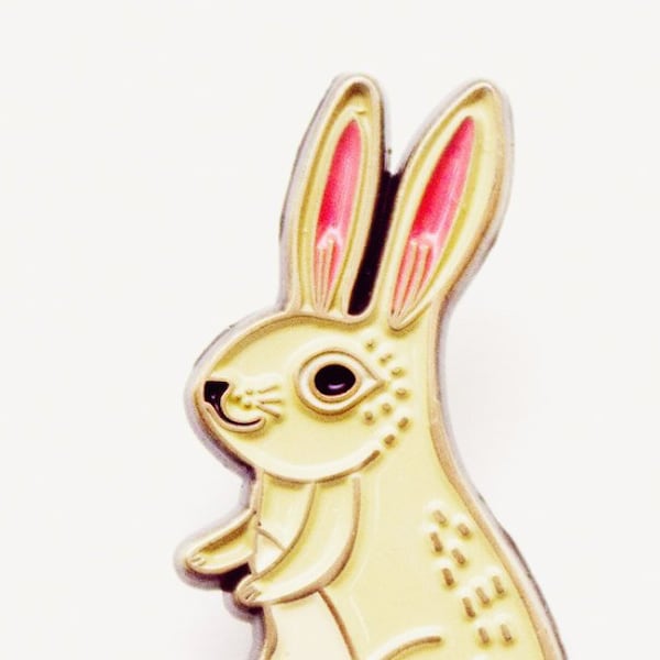 Cute BUNNY PIN / rabbit brooch -- bunny enamel pin rabbit pin -- pet bunny jewelry -- rabbit jewelry -- animal lover gift -- collar pin soft