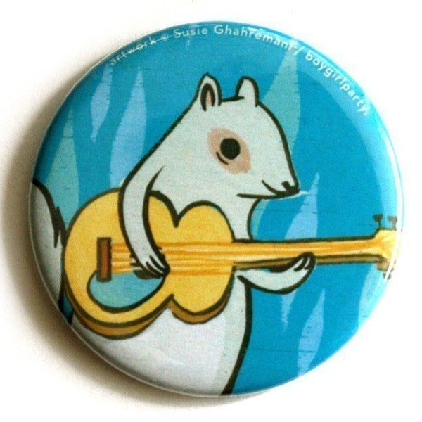 Handmade Gifts for Women – POCKET MIRROR – Small Thank You Gifts – White Squirrel Guitar Artwork by boygirlparty – Cute Handmade Gifts