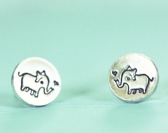 Stocking Stuffers — Sterling Silver Elephant Stud Earrings — Handmade Christmas Gifts for Her — Best Friend Christmas Gifts — Sister Gift