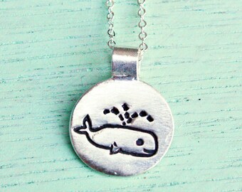 Jewelry Gift for Her — Cute Whale Necklace for Women — Sterling Silver Handmade Jewelry — Girlfriend Christmas Gift — Girls Necklaces