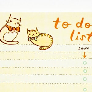 Bloc-notes chat kawaii - liste de tâches - cadeaux de bureau - fournitures de bureau pour chat - bloc-notes kawaii - cadeau unique pour les amoureux des chats - liste de tâches chat bloc-notes