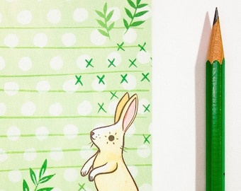 Cute rabbit notepad — Adorable bunny stationery — Gift for Kid Christmas — Whimsical bunny notepad — kawaii bunny memo notepad — bunny art