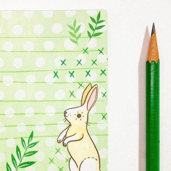 Cute rabbit notepad — Adorable bunny stationery — Gift for Kid Christmas — Whimsical bunny notepad — kawaii bunny memo notepad — bunny art