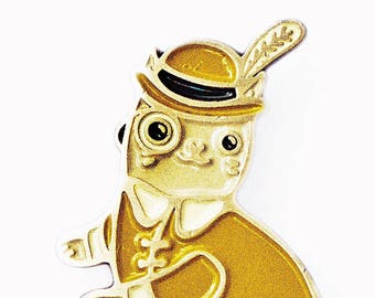 Gentleman cat lapel pin, enamel cat pin, victorian cat flair, dapper pin, harajuku pin, steampunk monocle quirky enamel pin vintage cat pin