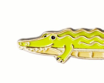 Crocodile Enamel Pin — Crocodile gifts — Lapel Pin Badge — Gator Alligator Gift for Animal Lover — Kawaii Crocodile boygirlparty chartreuse