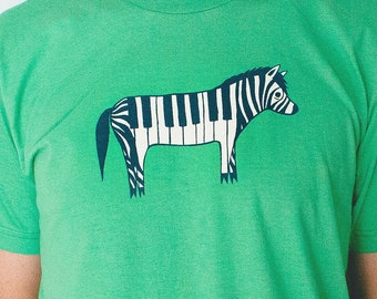 piano GRAPHIC TEE, green t shirt, unique gift for men, music gift for men, zebra tshirt husband gift green gifts men gifts anniversary gifts