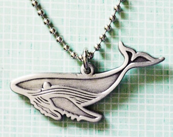 Whale Necklace - Handmade Humpback Whale Jewelry -- Humpback Necklace -- Metal Whale Jewelry Necklace