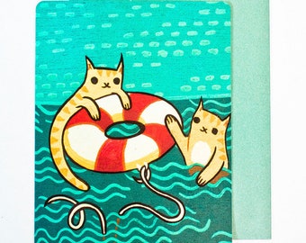 Cat THANK YOU card — Cute Thank You Cards — Lifesaver card — Lifeguard thank you card for Doctor, Best Selling Card for nurse