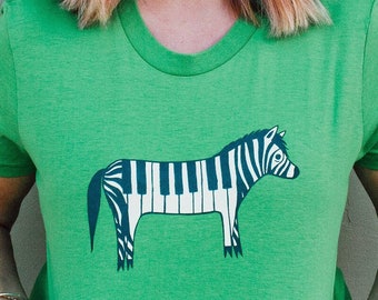 Teacher Shirts — Piano Tshirts — Graphic T Shirt — Unique Gifts for Men – Preschool Music Teacher TShirts — Husband Gift — Zebra Graphic Tee