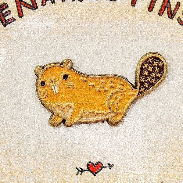 BEAVER enamel pin -- forest service beaver gifts -- woodchuck -- busy beaver jewelry -- cute animal pins -- boygirlparty badge lapel pin