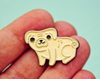 Cute Dog Enamel Pin Pug Brooch — funny pug pin -- cute pug enamel pin -- kawaii pug pin badge -- Etsy Cute Pin Brooches
