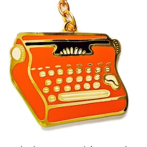 Presentes de máquina de escrever — Chaveiros para professores — Chaveiro vermelho de máquina de escrever — Presentes de máquina de escrever — Chaveiro para namorado — Decoração de máquina de escrever vintage