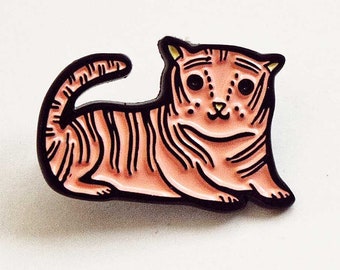 Pink Tiger Enamel Pin — cute tiger gifts — pink enamel pin tiger jewelry — wild tiger gifts — Maximalist gift — Zoo Bachelorette party favor