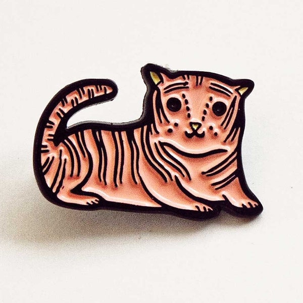 Pink Tiger Enamel Pin — cute tiger gifts — pink enamel pin tiger jewelry — wild tiger gifts — Maximalist gift — Zoo Bachelorette party favor