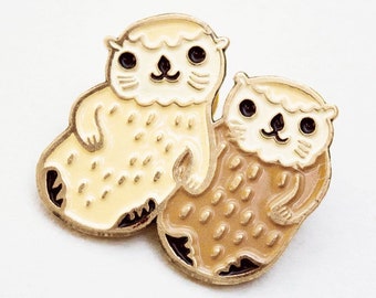 SEA OTTER PIN — Otters Holding Hands Enamel Pin — Otter Jewelry otter lapel pin otter enamel pin — cute otters pin - cute pin