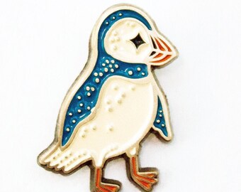 Kawaii Animal Enamel Pin — PUFFIN — Cute Pins — Animal Pins — Cottagecore Lapel Pins by boygirlparty — Original Art Backpack Pins