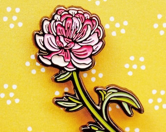 PEONY pin — flower enamel pin jewelry — Gift for Her — Plant Pin Peony Jewelry — Nature Inspired Gardening gift for women peony brooch