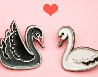 Best Friend Gift - ENAMEL PIN SET Swan pins Swan enamel pins, girlfriend gift, Valentines Day gift idea best friends pins pastel goth grunge