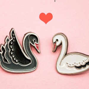 Best Friend Gift - ENAMEL PIN SET Swan pins Swan enamel pins, girlfriend gift, Valentines Day gift idea best friends pins pastel goth grunge