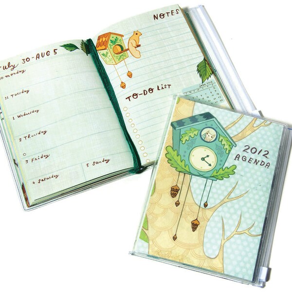 2012 Planner AGENDA by susie ghahremani / boygirlparty, pocket calendar notebook schedule - owl clockwork agenda