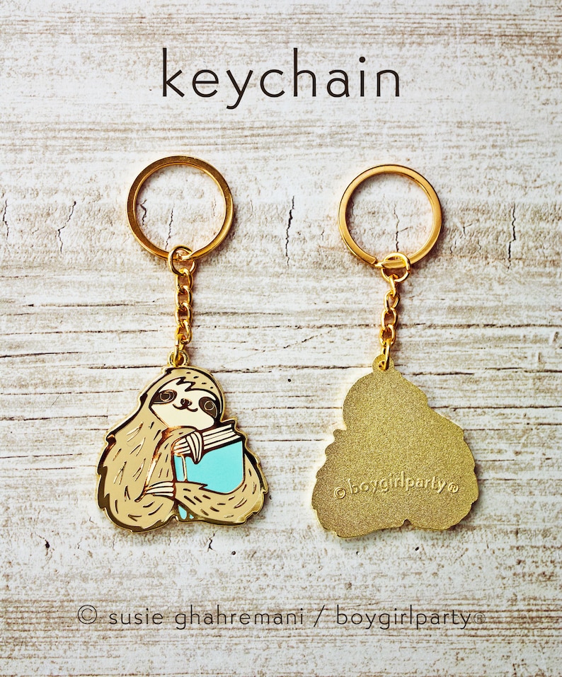 Bookish Gifts for Women  SLOTH KEYCHAIN  Book Gifts  image 8
