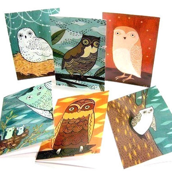 OWL NOTE CARDS set notecards owl illustrations art greeting card blank card set - boygirlparty bestseller Best selling items, owl cards