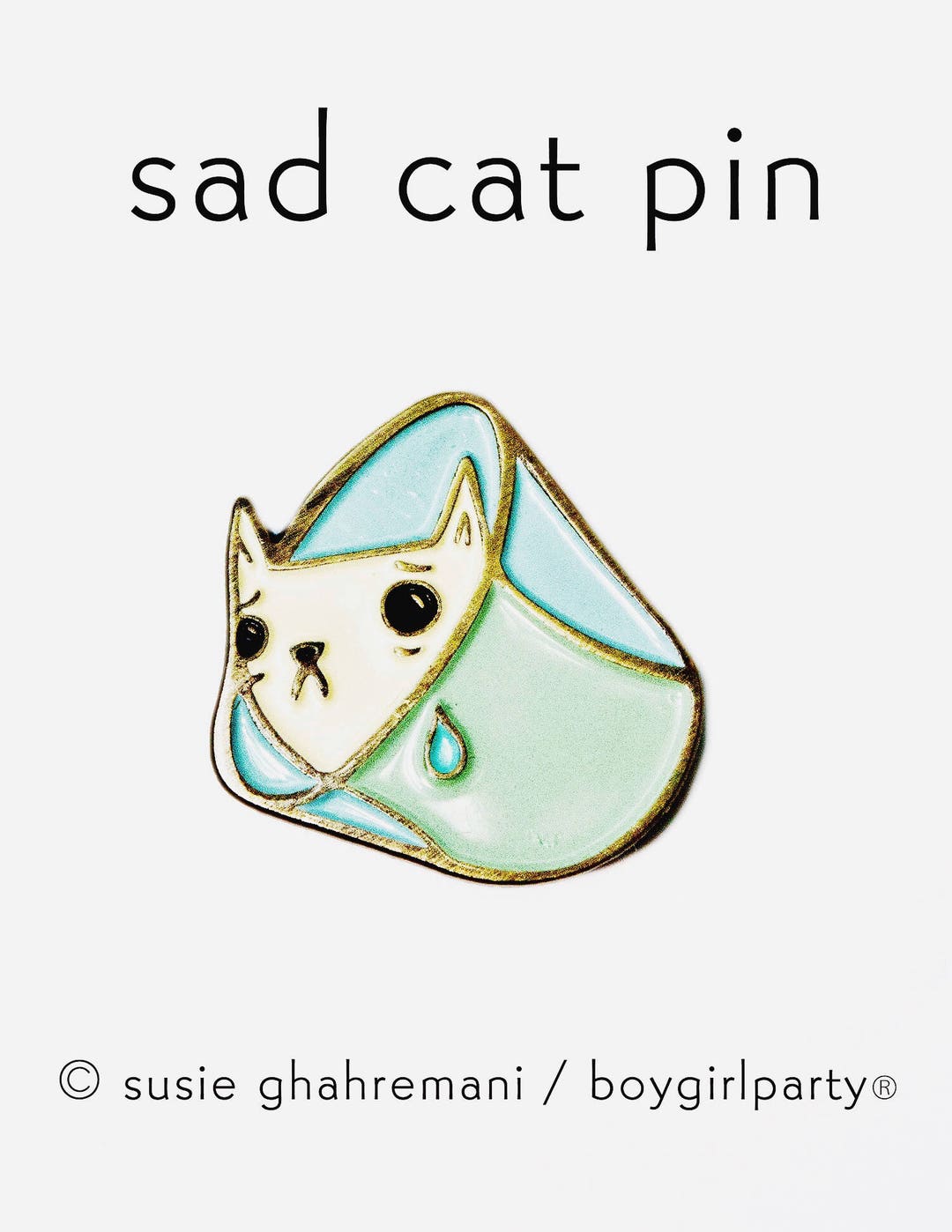 4 Style Cute Cat Soft Button Pins Sad and Cool Meme Pack Printed