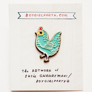 CHICKEN enamel pin chicken pin, backyard chickens, brooch pins, chicken jewelry, backpack pins, blue gift for her, chicken gifts image 4